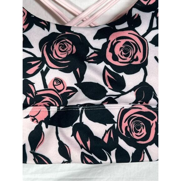 NWT Wildfox Sweat Women's Stretch Criss Cross Rose Floral Print Sports B… - Picture 2 of 7